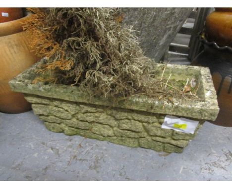 A modern stoneware garden trough planter, 10 1/4"h x 26 1/4"w 