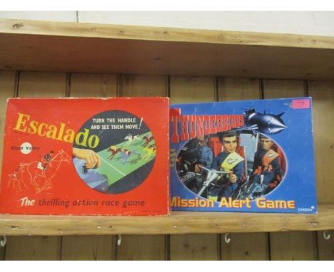 A 1950s Chad Valley Escalado board game together with a 2002 Thunderbirds Mission Alert game 