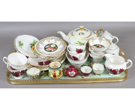 A tray of teaware to include Czechoslovakia teapot, Regal tea cup, Royal Vale teaware etc. 