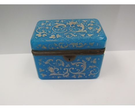 A Victorian etched glass trinket box