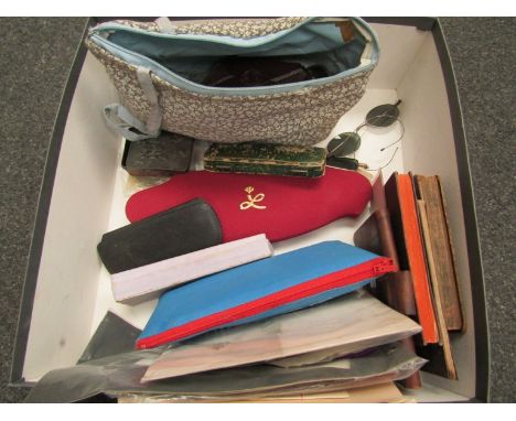 A mixed lot including Lotus simulated pearls, costume jewellery, vintage spectacles, silver bracelet, etc