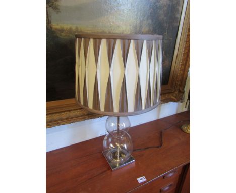 A "Next" glass lamp base with cream and brown pleated shade 
