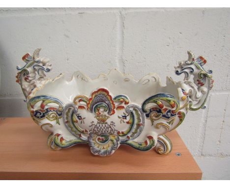 A Continental faience twin handled planter