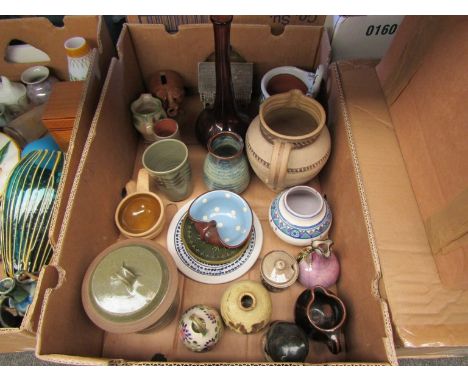 A box of studio/art pottery including Poole