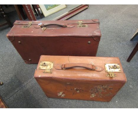 Two vintage leather suitcases 