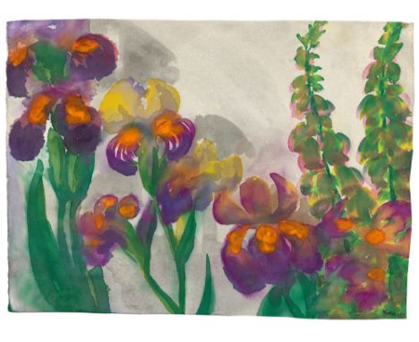 (See English version below)Emil Nolde (Nolde 1867 – 1956 Seebüll). „Schwertlilien und andere Blumen“. Um 1930Aquarell auf Jap