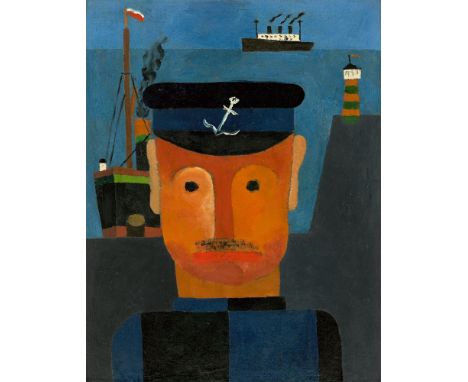 (See English version below)Franz Wilhelm Seiwert (1894 – Köln – 1933). „Seemann“. 1924Öl auf Karton.  26&nbsp;×&nbsp;20&nbsp;