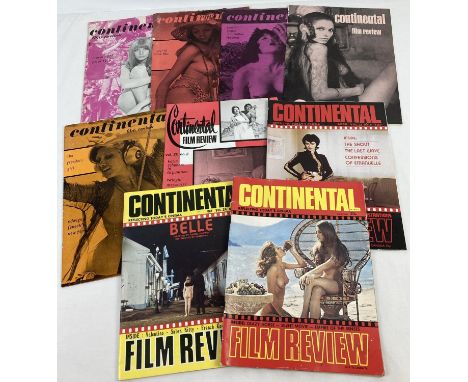 9 vintage 1970's issues of Continental Film Review, adult erotic magazine. 