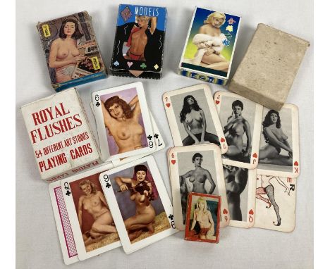 A collection of 6 boxed sets of adult erotic playing cards. 