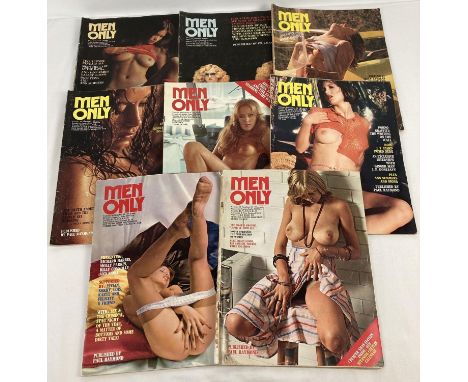 8 assorted vintage 1975 issues of Men Only, adult erotic magazine. All from volume 40. 