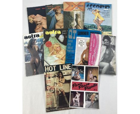 10 assorted vintage pocket &amp; smaller sized adult erotic magazines. To include: Paris Showgirl, Hot Line, French Playmate,