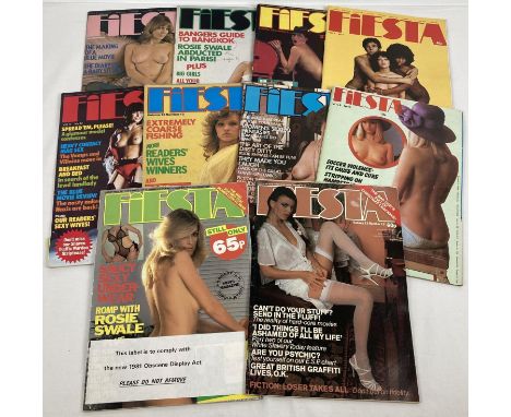 10 assorted vintage issues of Fiesta, adult erotic magazine. 