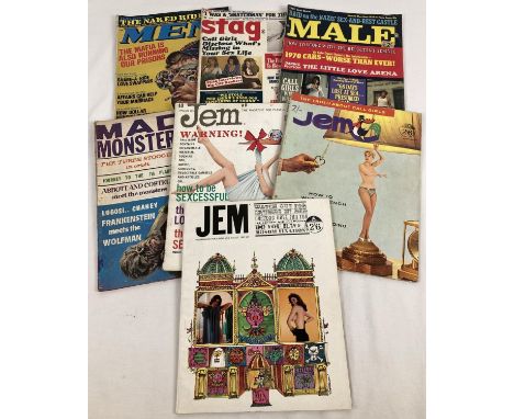 7 assorted vintage Men's magazines. To include: Jem, Male, Stag and Men. 