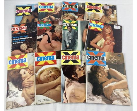 12 assorted vintage issues of Cinema X, adult film magazine. All from volumes 1 &amp; 2. 