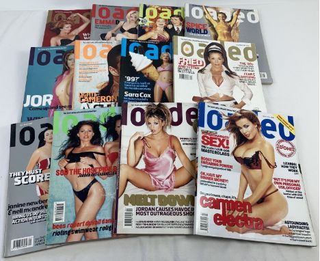 12 assorted issues of Loaded, 'Lads Mag' from the 1990's &amp; 2000's. Including front covers featuring: Sara Cox, Jordan, Ca