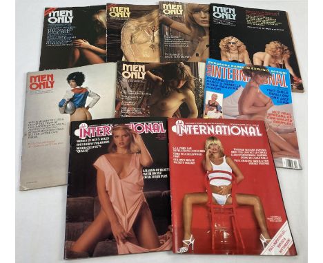 9 vintage adult erotic magazines. 3 issues of Club International together with 6 issues of Men Only. 
