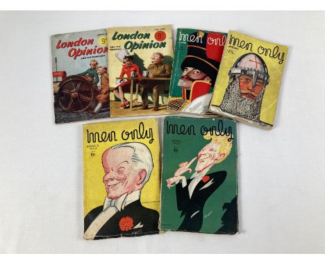 6 1940's Men's magazines. 4 issues of Men Only from 1945 &amp; 1949 together with 2 issues of London Opinion from 1946. 