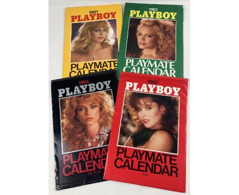 4 1980's Playboy Playmate colour photographic adult erotic calendars. Complete with outer envelopes, includes calendars for 1