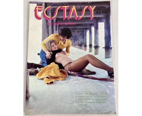 Issue number 1 of Ecstasy; The Honeymoon, vintage 1972 adult erotic magazine. First page is loose. 