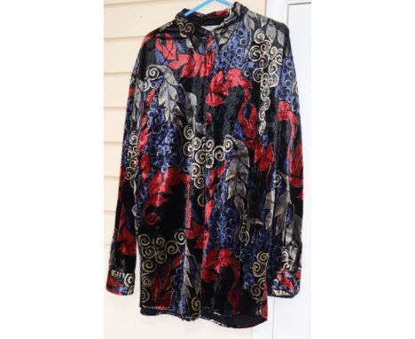 A vintage hand-painted velvet shirt, 'Le garage, Paris'