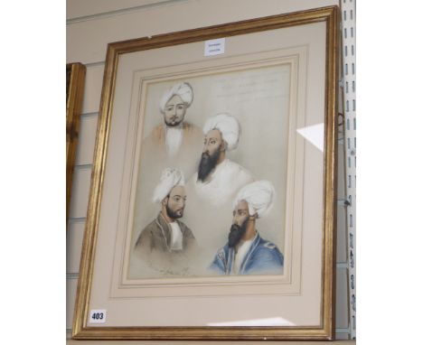 E E after Lieutenant James Rattray 1841, coloured lithograph, Portraits of Hyder Khan and his family 36 x 28cm