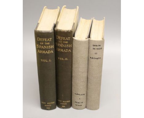 A.L. Rowse copy - Laughton, John Knox (editor)- State Papers relating to the Defeat of The Spanish Armada, 2 vols, qto, black