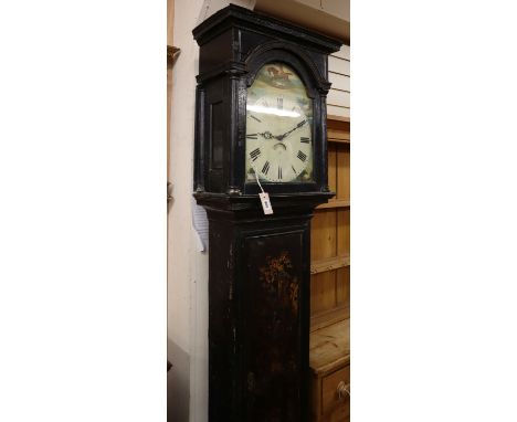 An early 19th century lacquered 30 hour longcase clock H.218cm