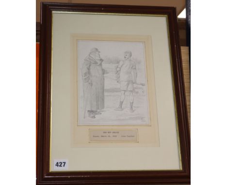 John Tenniel (1820-1914) pencil drawing, original illustration for Punch, The New Stroke, March 26 1898, monogrammed, 21 x 16