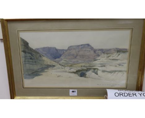English School, pencil and watercolour, Masada from the Dead Sea, October 1980, signed in pencil, 30 x 54cm