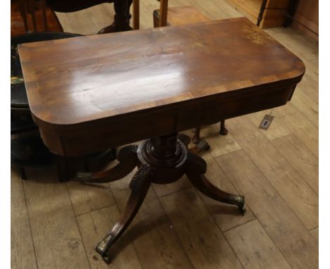 A Regency mahogany folding card table W.91cm