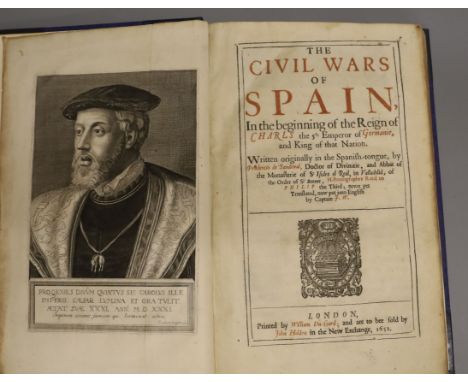 Sandoval, Prudencio de - The Civil Wars of Spain, 1st edition in English, folio, rebound blue morocco, with portrait frontis,