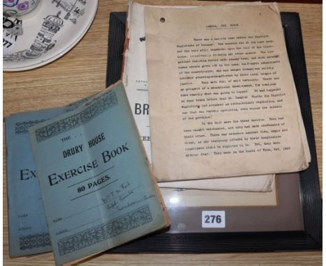 John Le Breton, pen and ink sketch, book 'over the edge', five manuscripts, typescript and "Encore" annual