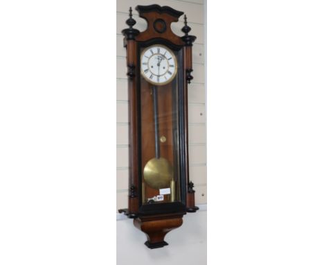 An early 20th century mahogany Vienna regulator wall clock H.106cm