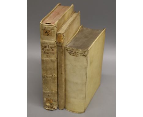 Three 17th/18th century volumes in Latin (two ex-Libris Ratcliffe College), comprising: Lipsius (Justus), Iusti Lipsi Monita 