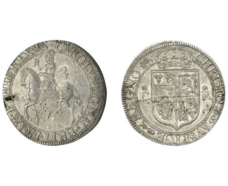 Charles I (1625-1649), York mint, Halfcrown, Gp 3 [type 5], mm. lion, tall horseman, tail behind legs, ebor below horse, crow