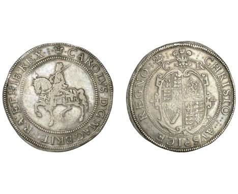 Charles I (1625-1649), Tower mint, Crown, Gp II, type 2b1, mm. plume, plume between c r above oval shield, 29.87g/9h (FRC IX/