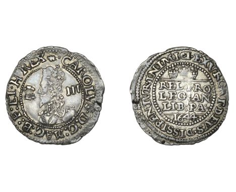 Charles I (1625-1649), Bristol mint, Threepence, 1644, mm. book on obv. only, tall bust, plume before face (from an Aberystwy