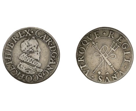 Charles I (1625-1649), Patterns, Pattern Halfgroat, by N. Briot, in silver, unsigned, no mm., bare-headed bust in ruff right,