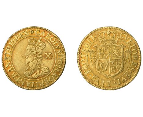 Charles I (1625-1649), Briot’s First Milled issue, Double-Crown, mm. flower on obv. only, signed b both sides, jewelled crown