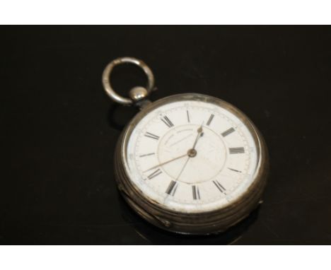 A LARGE HALLMARKED SILVER CHRONOGRAPH POCKET WATCH 