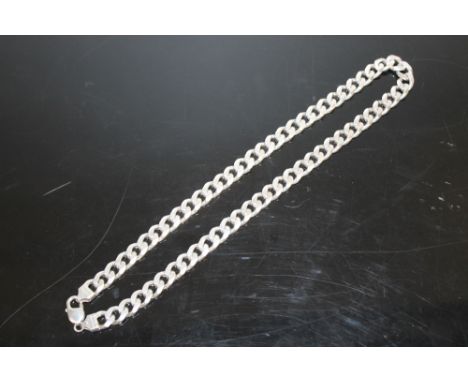 A LARGE SILVER FLAT LINK CHAIN STAMPED 295