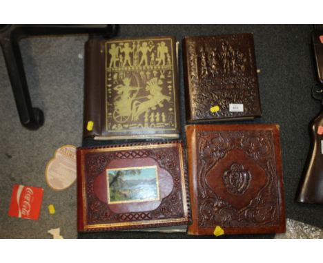 FOUR ALBUMS OF VINTAGE POSTCARDS ETC 