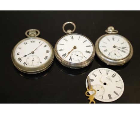 A HALLMARKED SILVER POCKET WATCH TOGETHER WITH TWO OTHERS (3) 