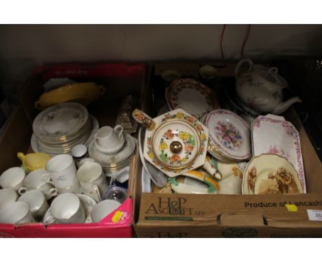 TWO TRAYS OF ASSORTED CHINA AND CERAMICS TO INCLUDE ROYAL WORCESTER AND COALPORT