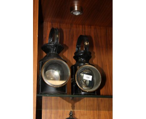 TWO VINTAGE COACH/RAILWAY LAMPS 