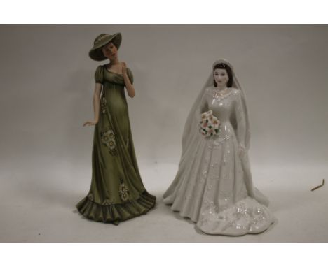 ROYAL WORCESTER QUEEN ELIZABETH II FIGURE TOGETHER WITH A CAPO DI MONTE MODEL 