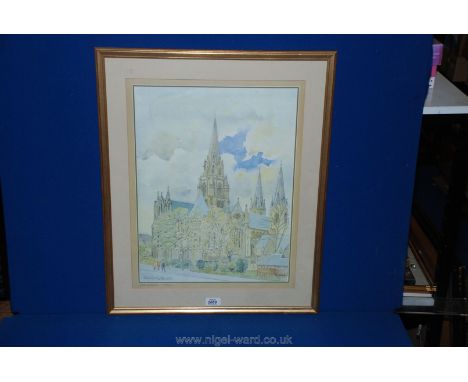A large Giles Le Matre Limited edition Print of a Cathedral no. 34/250 signed in margin with pencil, dated 1997