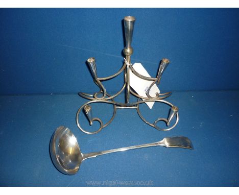 A silver plated Epergne and large plated Soup Ladle.