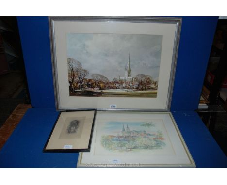 A Print of Liverpool Cathedral, a Print of Chatres Cathedral and a Print of Norwich Cathedral
