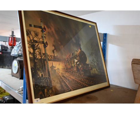 A framed Barrie Clark locomotive print 